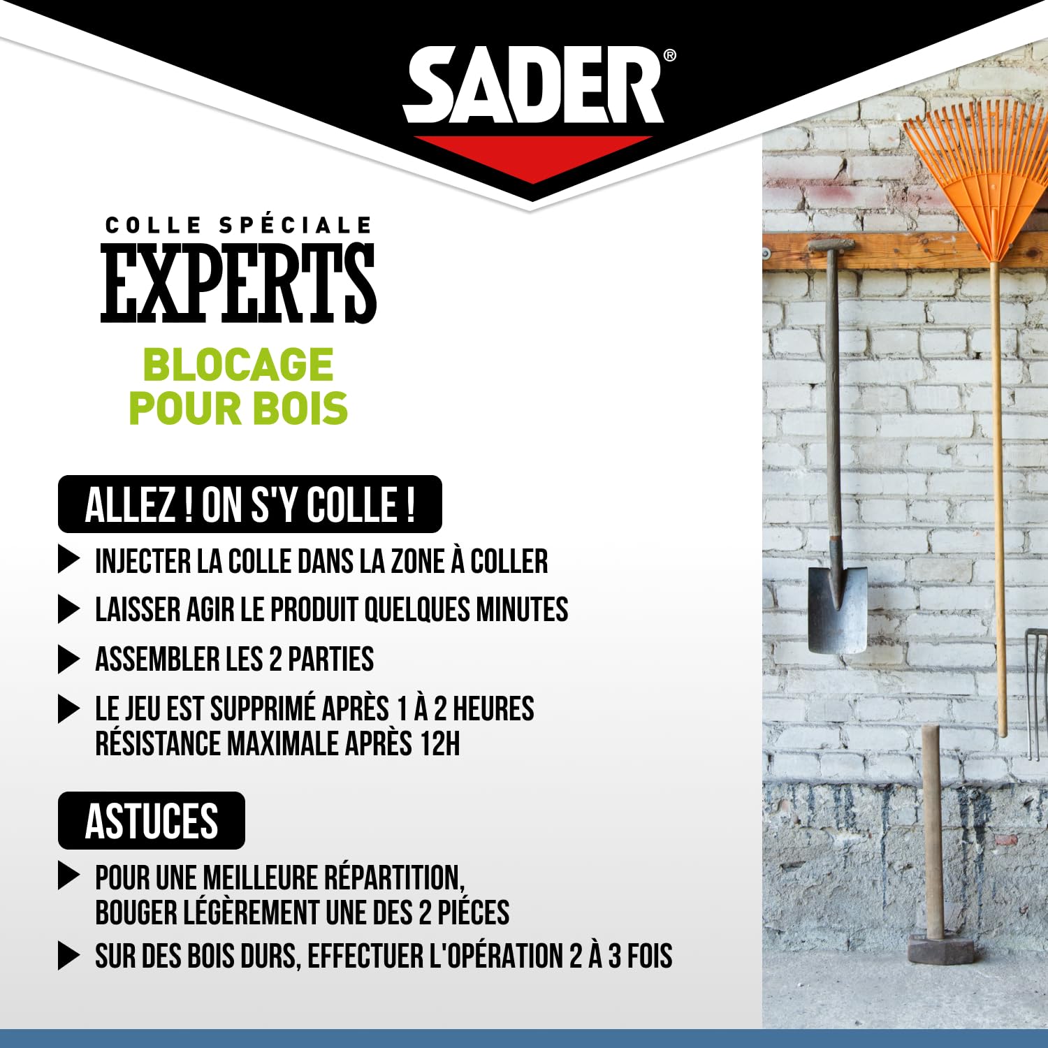 Sader Colle Bois Bloquage 50ml Blister Blanc