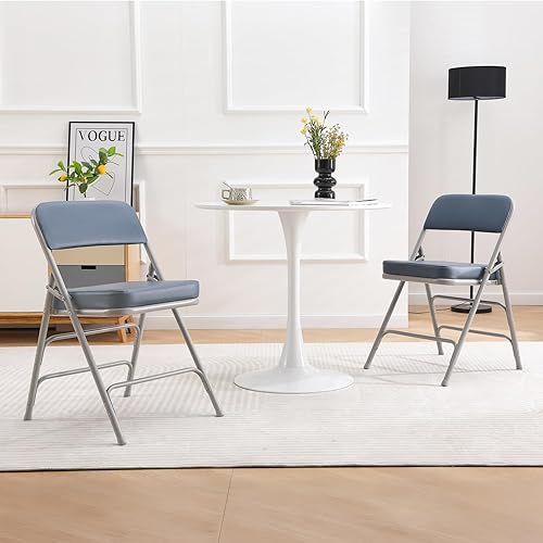 Vista 2 de BOOSDEN Silla plegable, silla plegable, silla plegable de piel sintética para el hogar, oficina, comedor, asiento plegable portátil y compacto