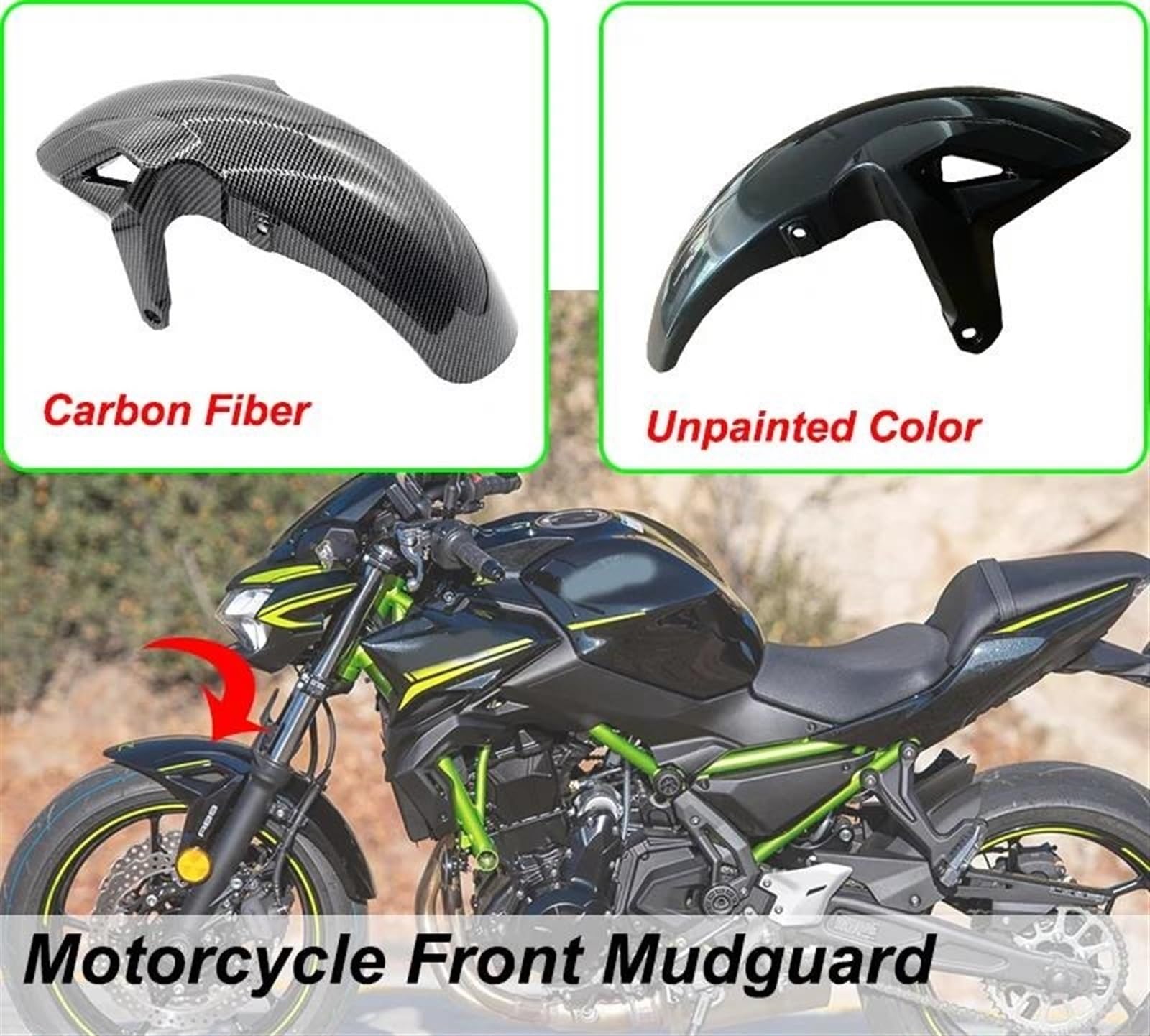Kawasaki Z650 Ninja650 Vorderer Kotflügel Spritzschutz Carbon Fiber 2017-2021