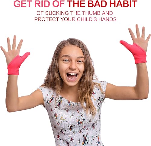 Miniatura 6 de Jiuguva 4 guantes de protección para chupar el pulgar para niños, guantes de compresión masticables transpirables para morderse las uñas, para dejar