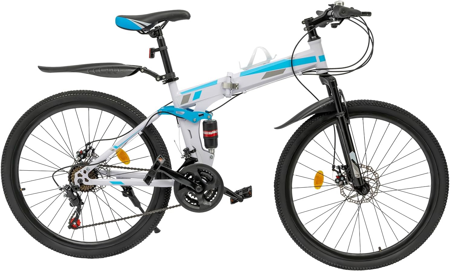 Folding Mountain Bike, 26 Inch 21 Speed Full Suspension Foldable MTB Bicycle High Carbon Steel with Dual Disc Brake for Adult Men Women - Max Load Bearing 264.5Lbs