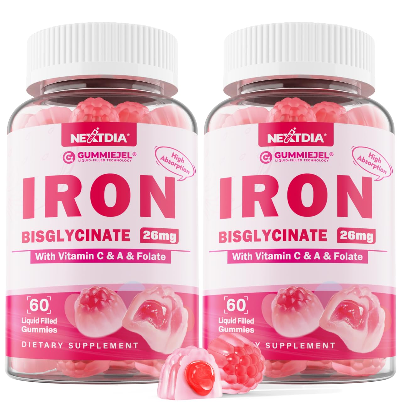 Iron Bisglycinate Gummies for Women Men 26mg, Increase Iron Levels, 60 Cts — Amazon image 7