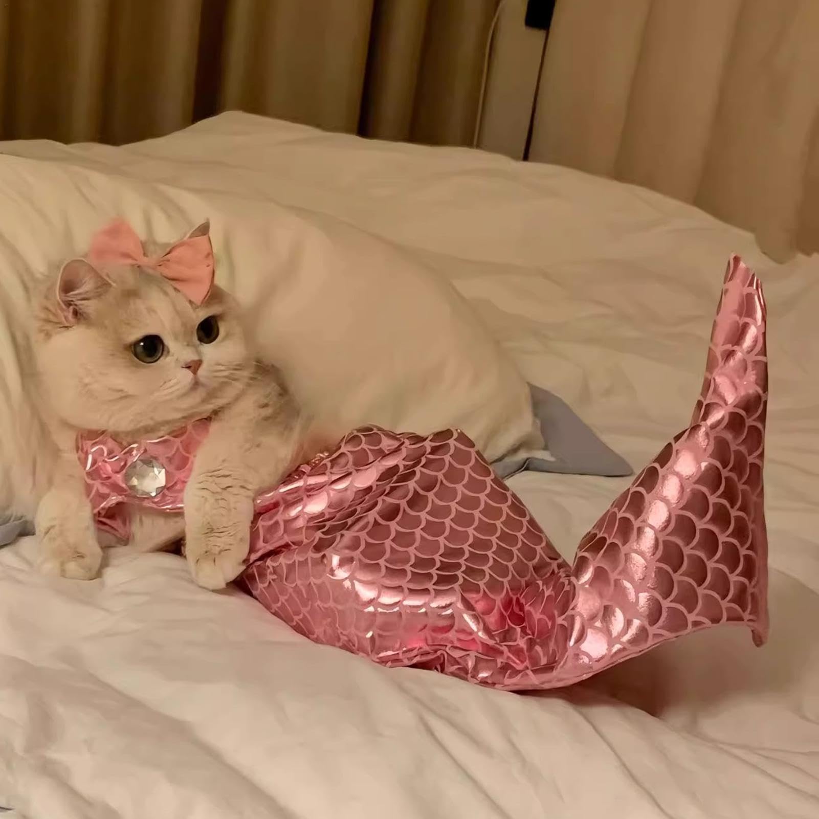 Cat Mermaid Costume, Cat Mermaid Outfit, Mermaid Costume for a Small Dog or Cat, Sequin Mermaid Tail Clothes for Cat, Funny Pet Costumes for Cat and Dog