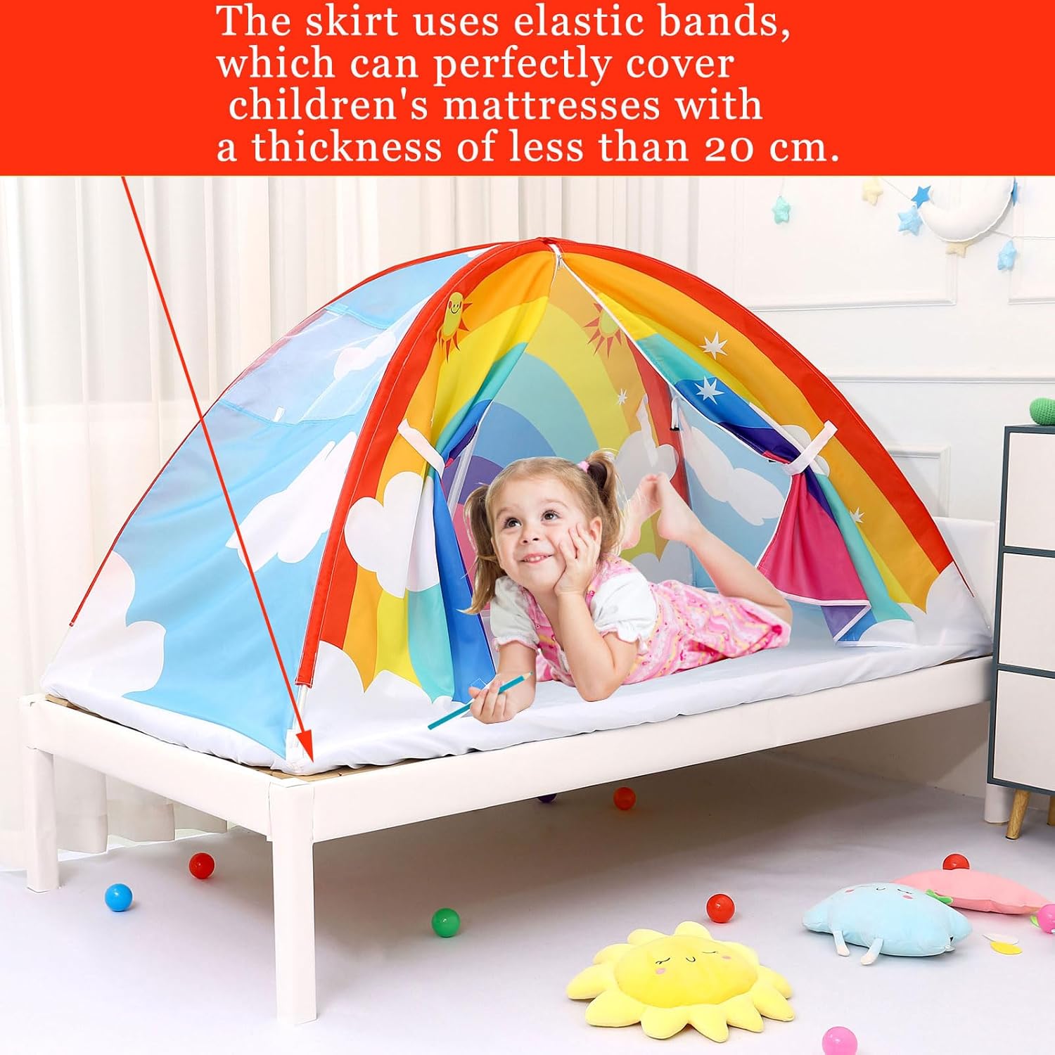 Bed Tent for Twin Kid Play Tent for Boy and Girl Easy Set-Up Magic Playhouse