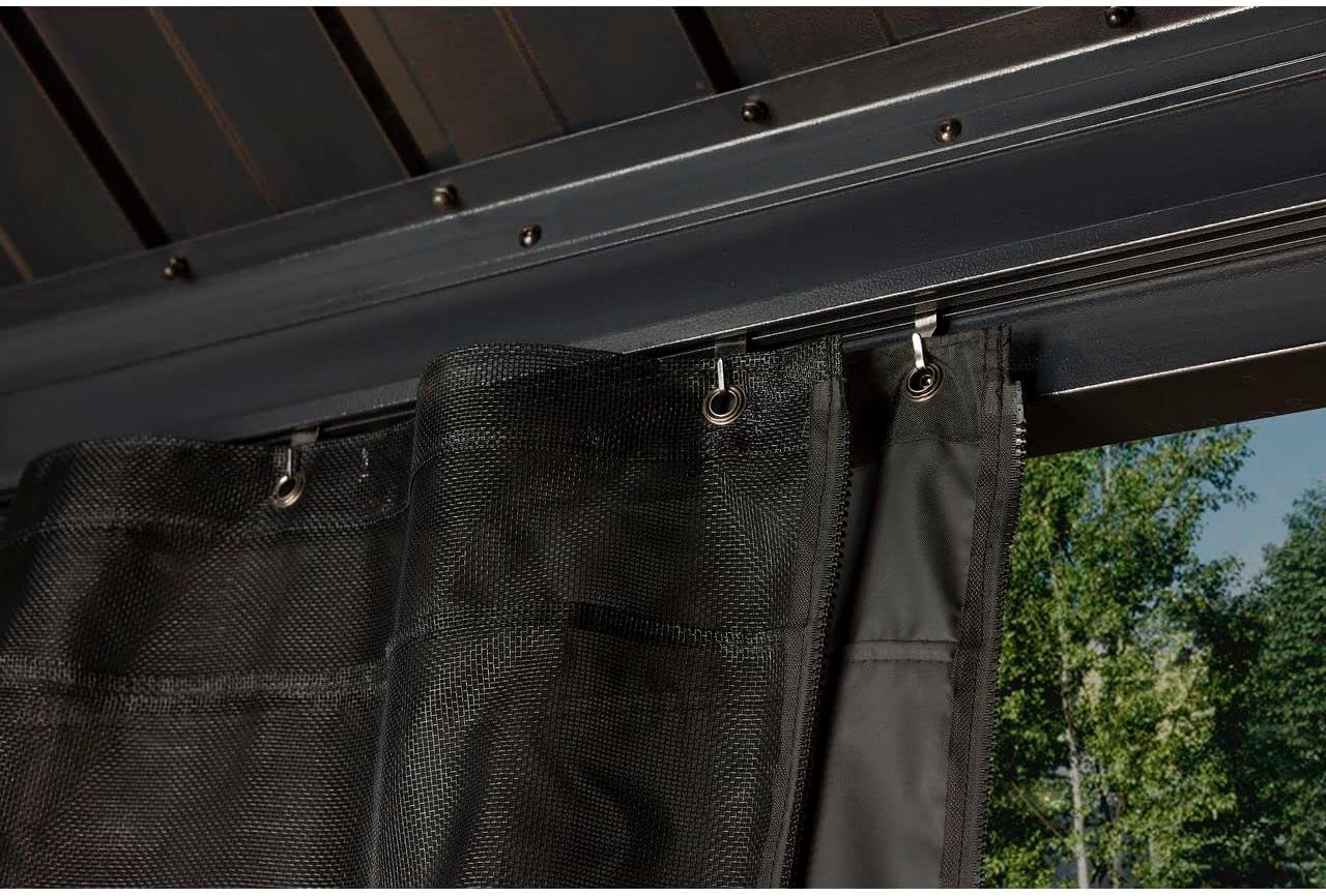 Sojag Accessories Set of 4 10' x 12' Durable Polyester Outdoor Curtains for Skylight Gazebo Sun Shelter, Black
