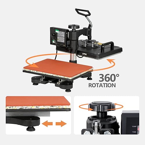 Miniatura 4 de F2C Pro 5 en 1 Swing-Away Digital Transfer Sublimation Heat Press Machine sombrerotazaplatatapacamiseta multifunción nuevo negro 5 en 1 Swing Away