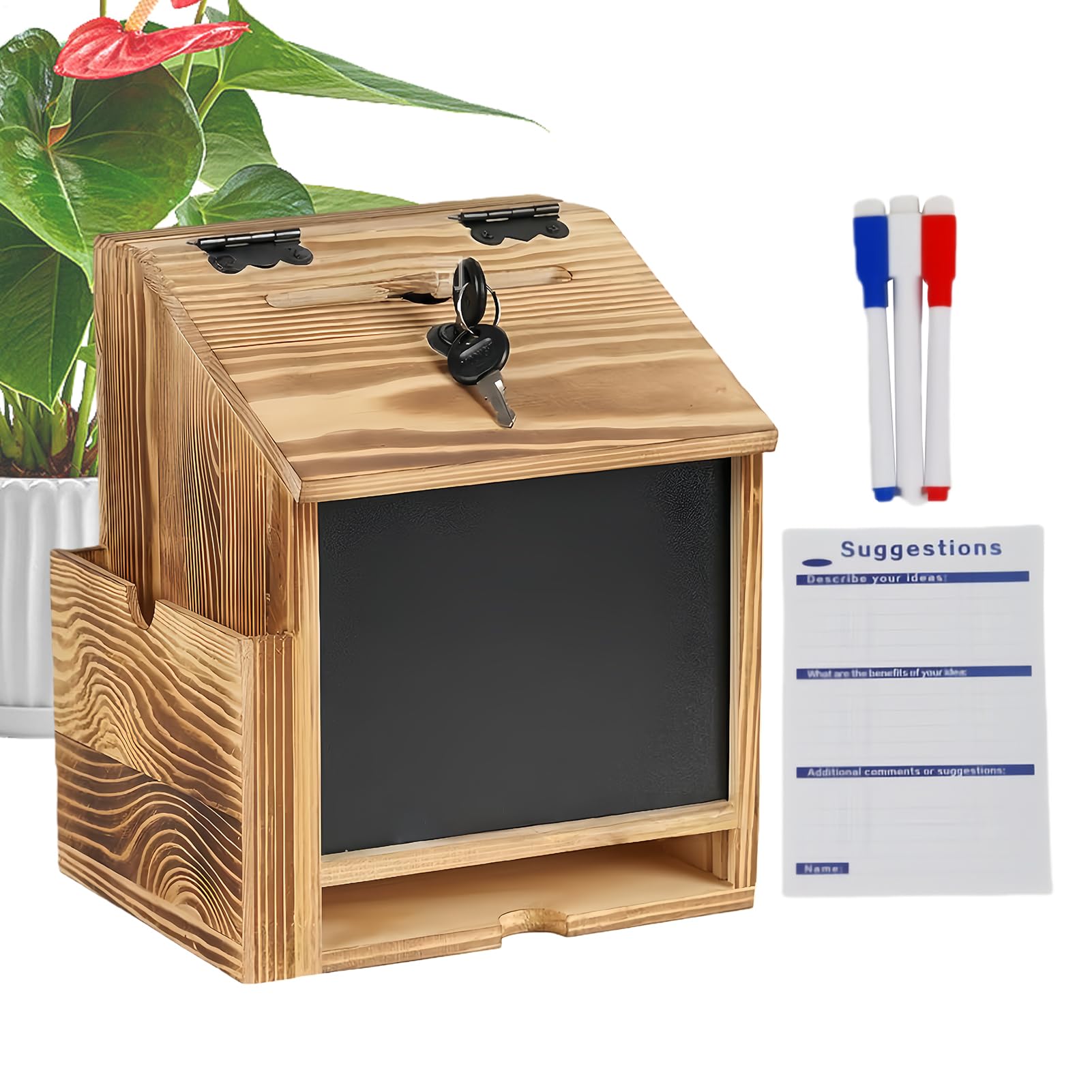 Buzón De Sugerencias De Madera De Madera Para Pared Con Cerradura Para
