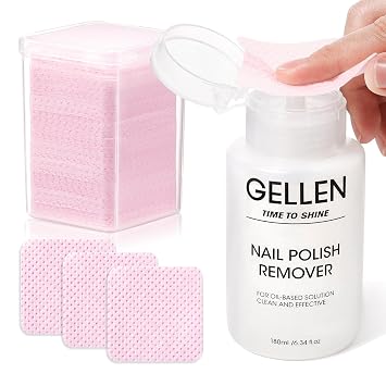 Gellen Nail Polish Remover with Lint Free Nail Wipes, Non Acetone Kit
