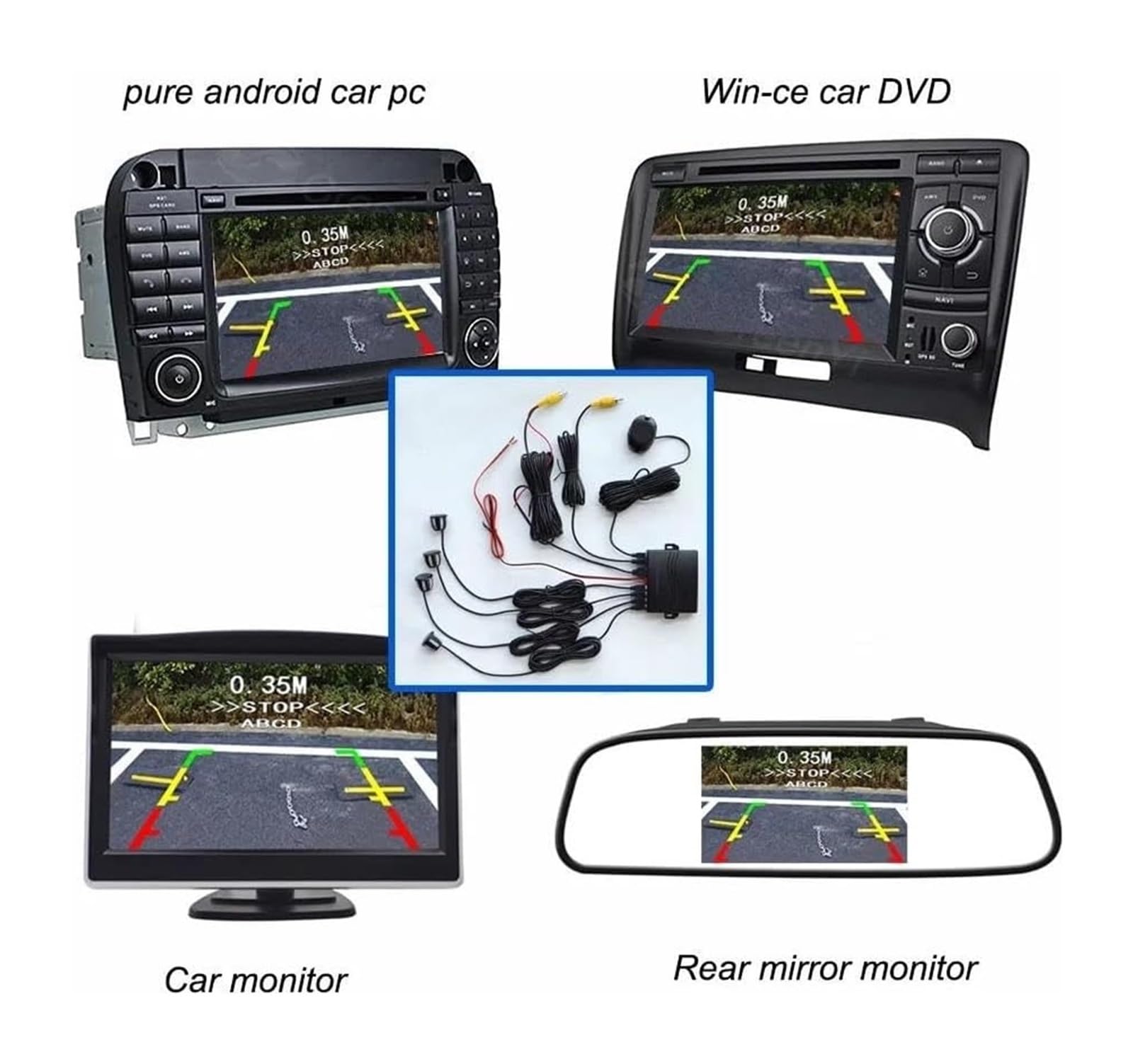Radar Recul Arrière pour Voiture Capteurs Stationnement Assistance Alerte Sonore Surveillance Utilisation Véhicule Caméra Système De Radar De Recul(B)