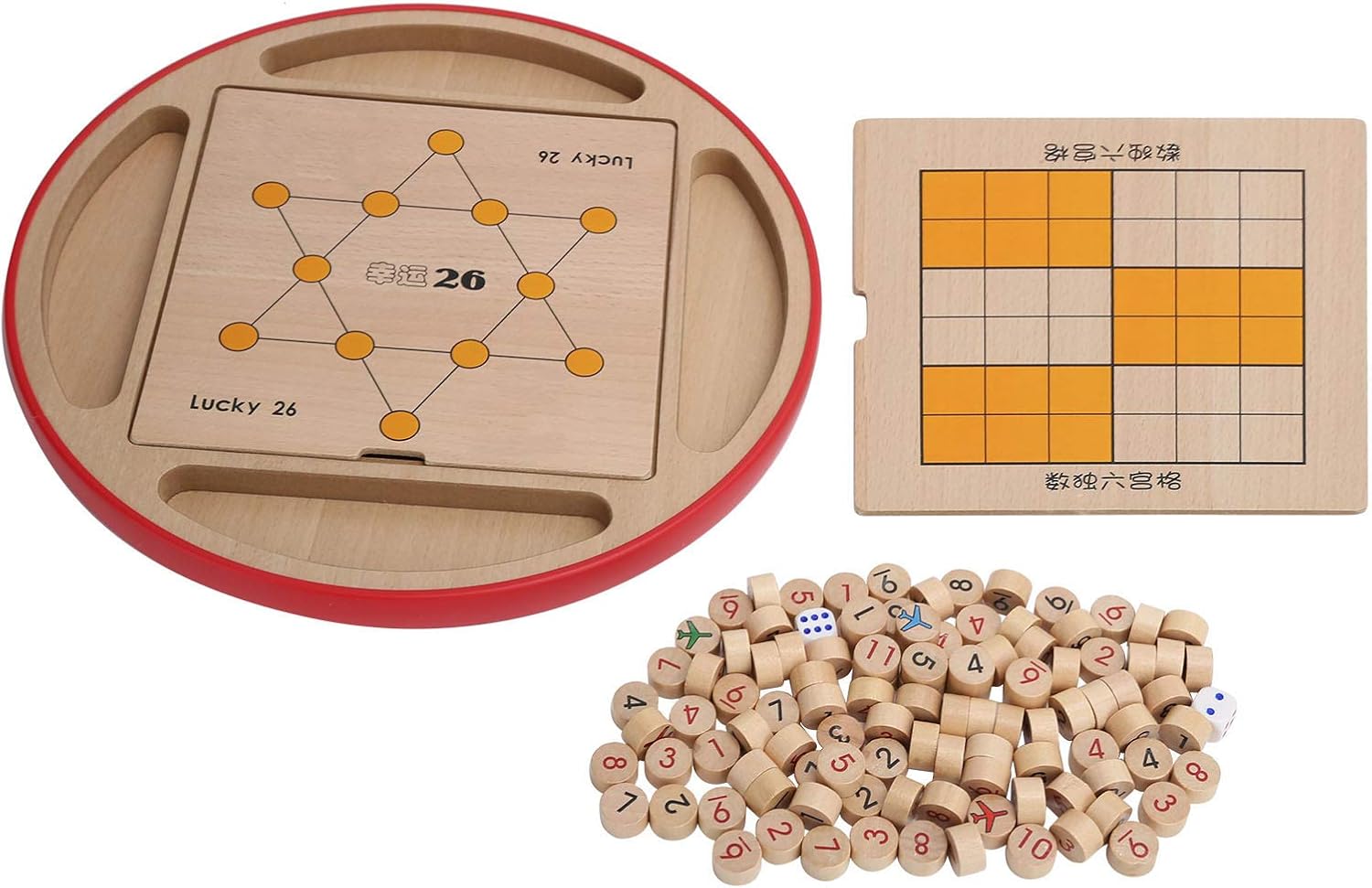 Wooden Sudoku Chess Checkerboard Educational Puzzle Game Toy for Kids and Adults 5 in 1 for Family Game Night