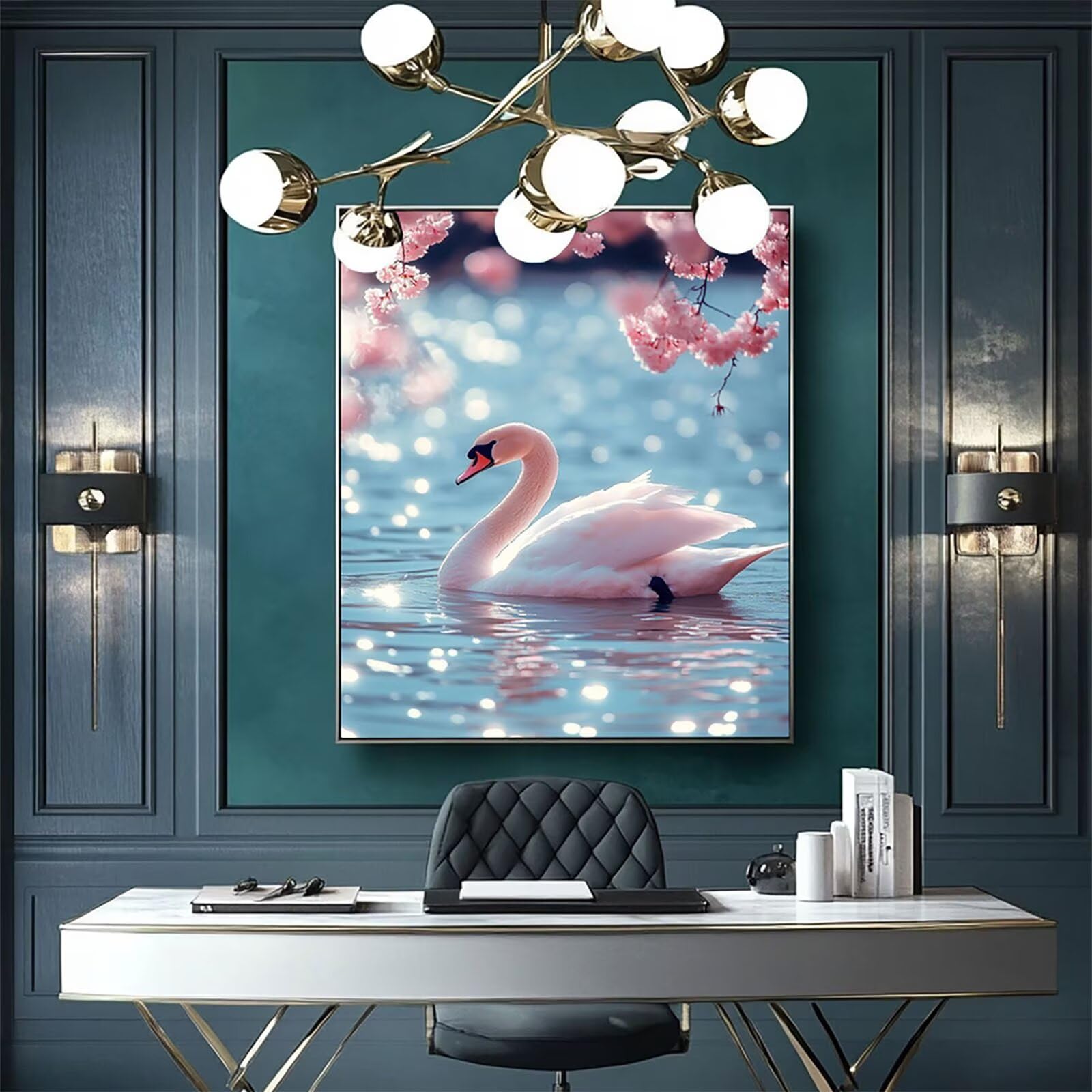 Bowetile Quadro fai da te con angelo, angelo bianco puro, kit per pittura con diamanti per adulti, pittura bianca completa con strass da ricamo per principianti, decorazione da parete per la casa