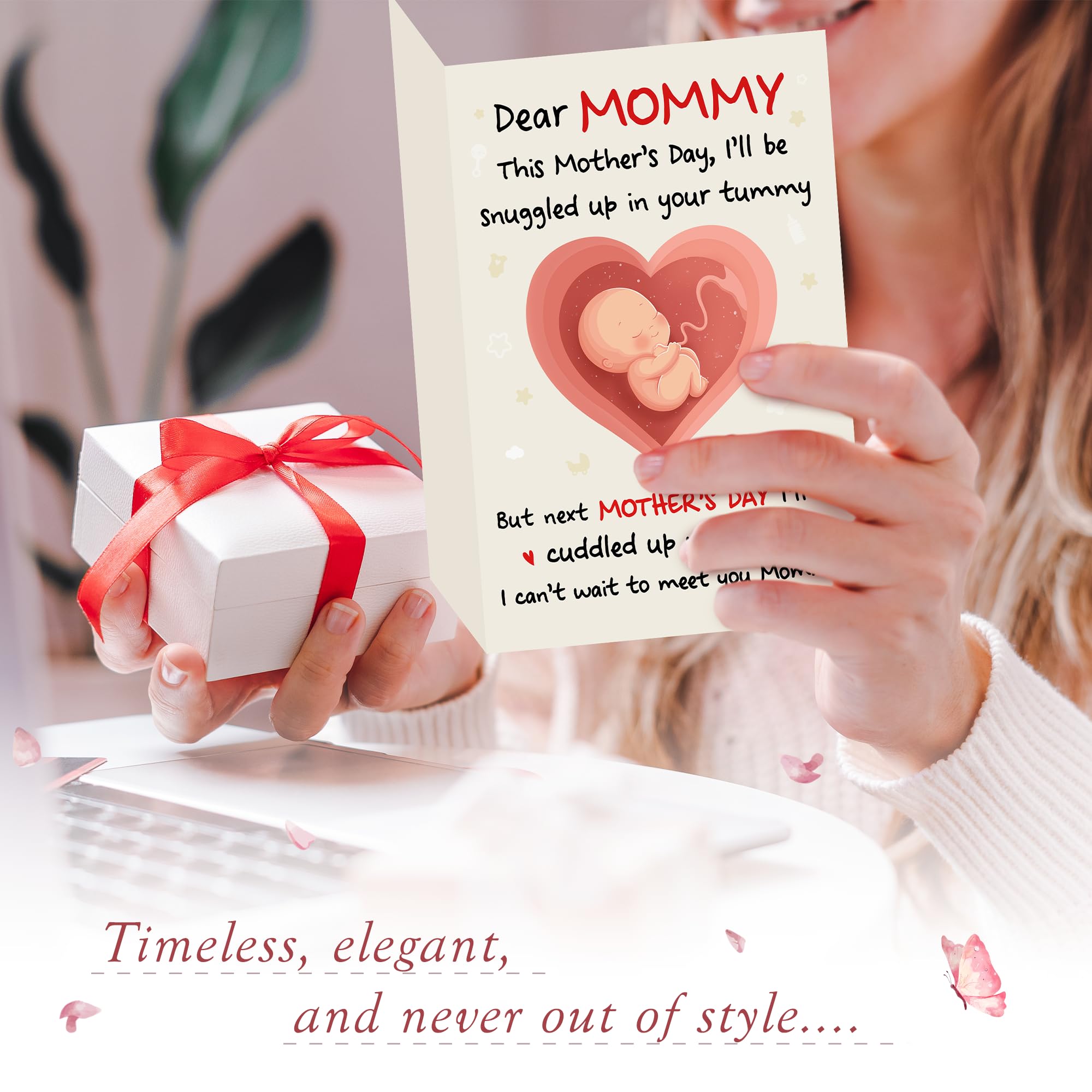HUNIGIFT First Mothers Day Card for New Mom, Mom to be - Happy Mother to be Mothers Day Card for Expecting Moms, Pregnant Moms, Pregnant Daughter Wife from The Bump - 5.3''x 8.0'' Card & Envelope
