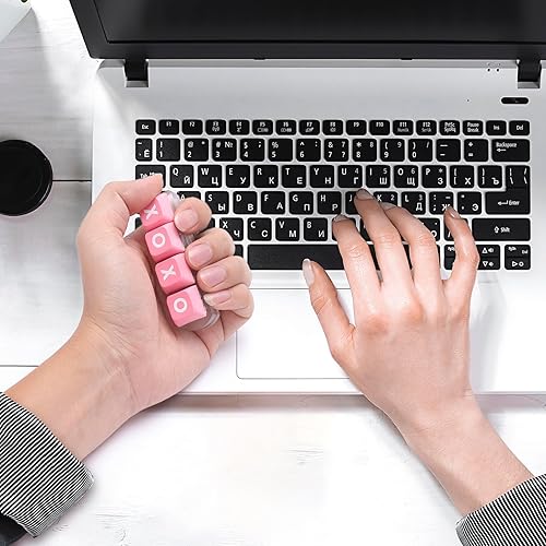 Miniatura 4 de Juguetes antiestrés con teclado para adultos con luz LED, 4 llaves, llavero para ansiedad, autismo, sensorial, divertido, regalo de broma (XO)