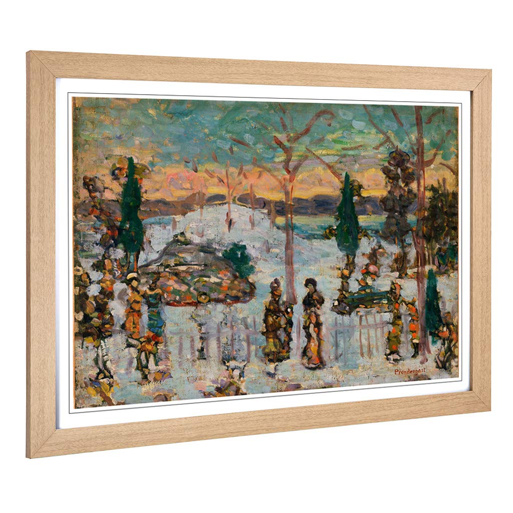 Big Box Art Framed Print of Maurice Pendergrast Snow in April Design | Wall Art Picture | Home Decor for Kitchen, Living Room, Bedroom, Hallway, Oak, A2 / 24.5x18 Inch / 62x45cm