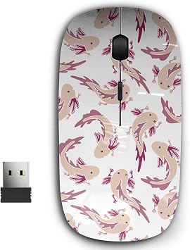 2.4G Ergonomic Portable USB Wireless Mouse for PC, Laptop, Computer, Notebook with Nano Receiver Axolotl Fish