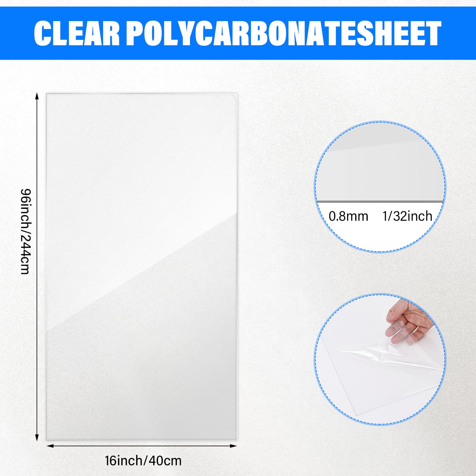 Condition photo showing New/Like New for clear plexiglass roll 16×96in thin 1/32in pet hard plexiglass roll for craft projects easy-process transparent flexible plastic blanks for picture frames