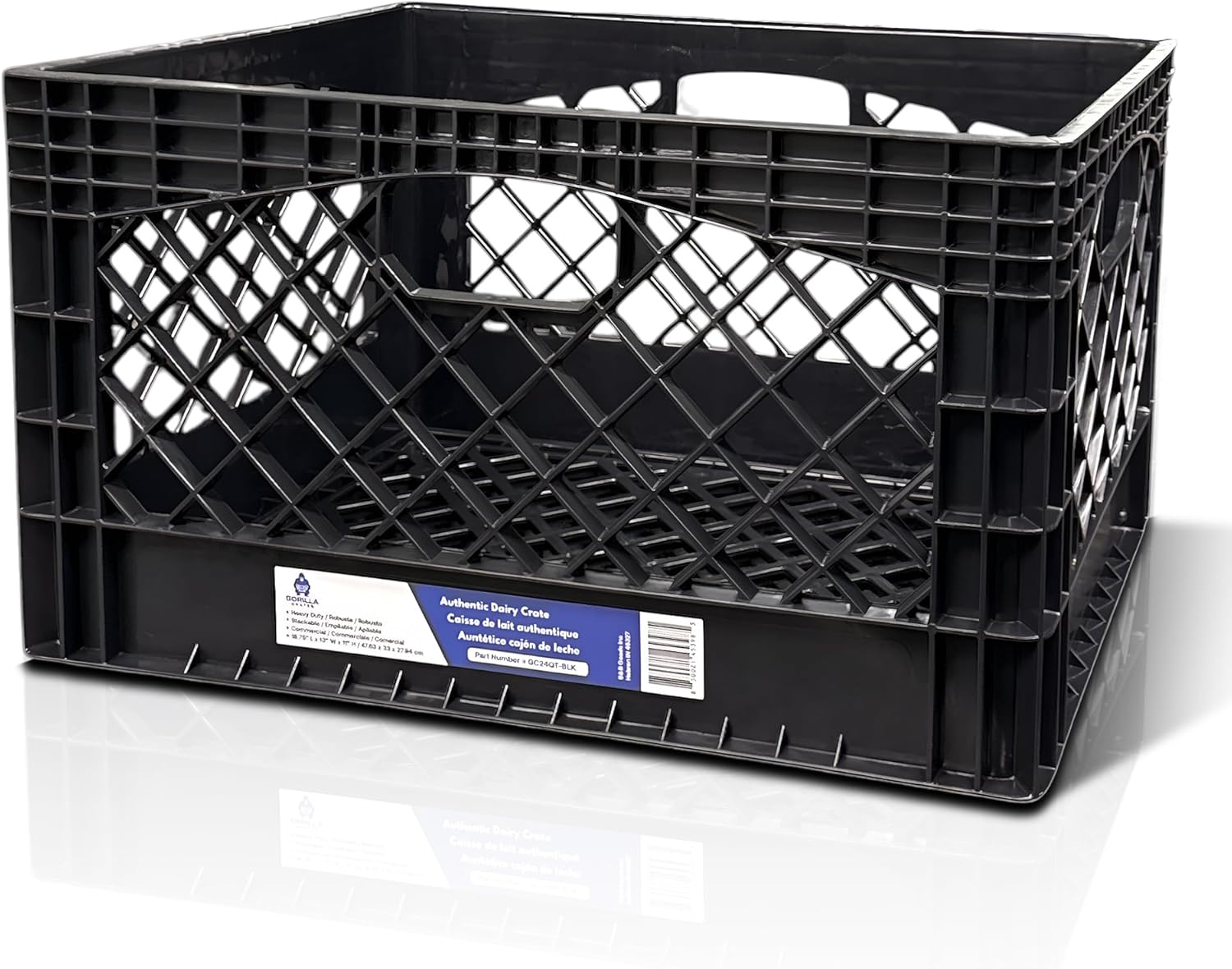 Milk Crate: 24 Qt - Black - 13x11x19 Multi-Purpose Storage Solution, Stackable Organization, Heavy-Duty Plastic Bin, Built-in Handles