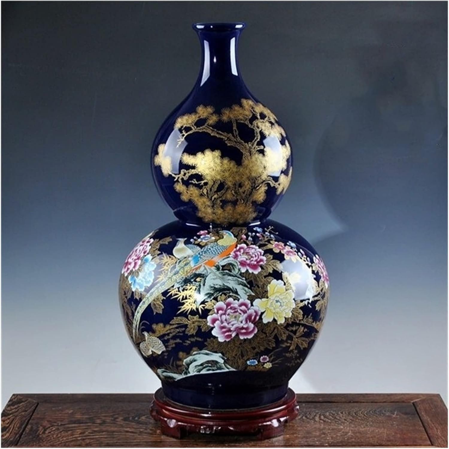 Vase Desktop Antique Porcelain Royalblue Desgin Big Floor Chinese Classical Decoration Large Ancient Palace Vases(E)