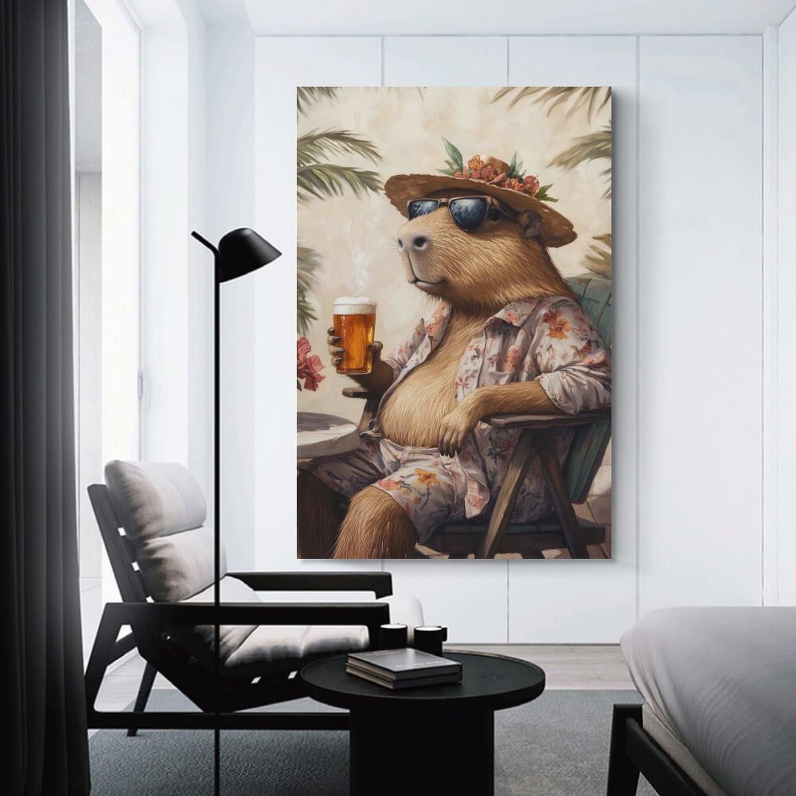 Junmoney Capybara in Sunglasses Wall Picture Print 08x12inch(20x30cm), for Lounge Decor, Offices Or Entryway Styling, Versatile Wall Decor for Many Rooms