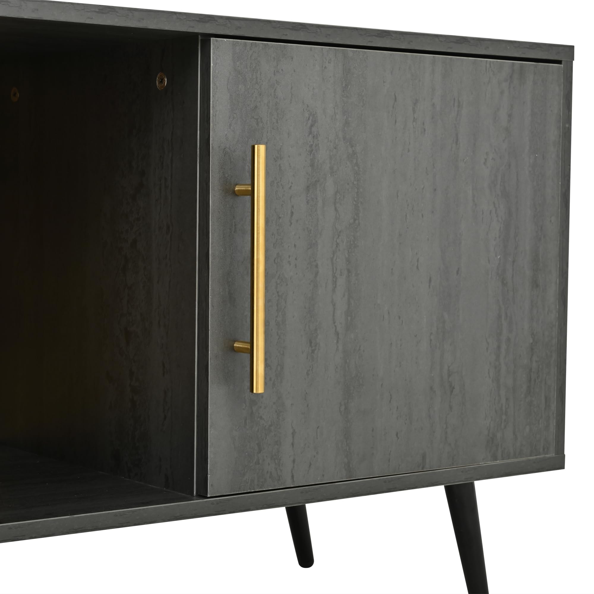ModernLuxe Mobile Porta TV Moderno, 200x40x55,5 cm, Legno Scuro, Mobiletto TV Soggiorno per un Televisore da 90 Pollici, Grau Holzmaserung