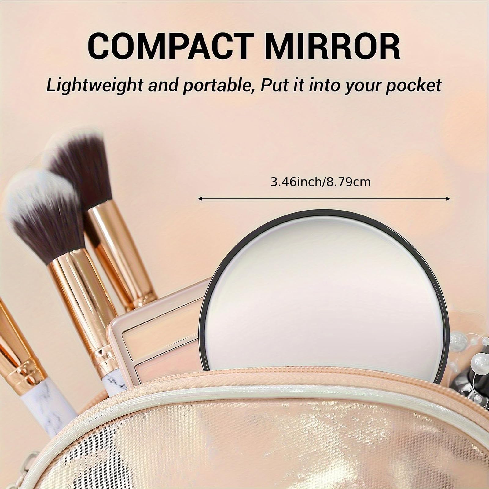 Buildcon 50X Magnifying Mirror, 8.8 * 8.8 * 2 CM Makeup Mirror with Precision Tweezers, Round Portable Mirror for Eyebrow Plucking, Blackhead Removal, Travel Grooming 2