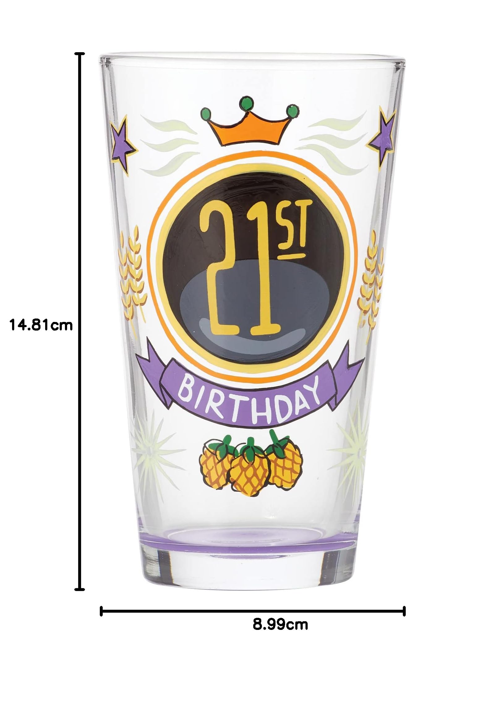 Enesco Designs by Lolita Verre à bière artisanal peint à la main pour 21e anniversaire Multicolore 473 ml
