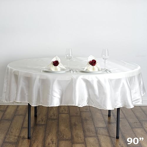 Miniatura 10 de BalsaCircle Mantel redondo de satén negro de 90 pulgadas para bodas, fiestas, recepciones, eventos, cocina, comedor