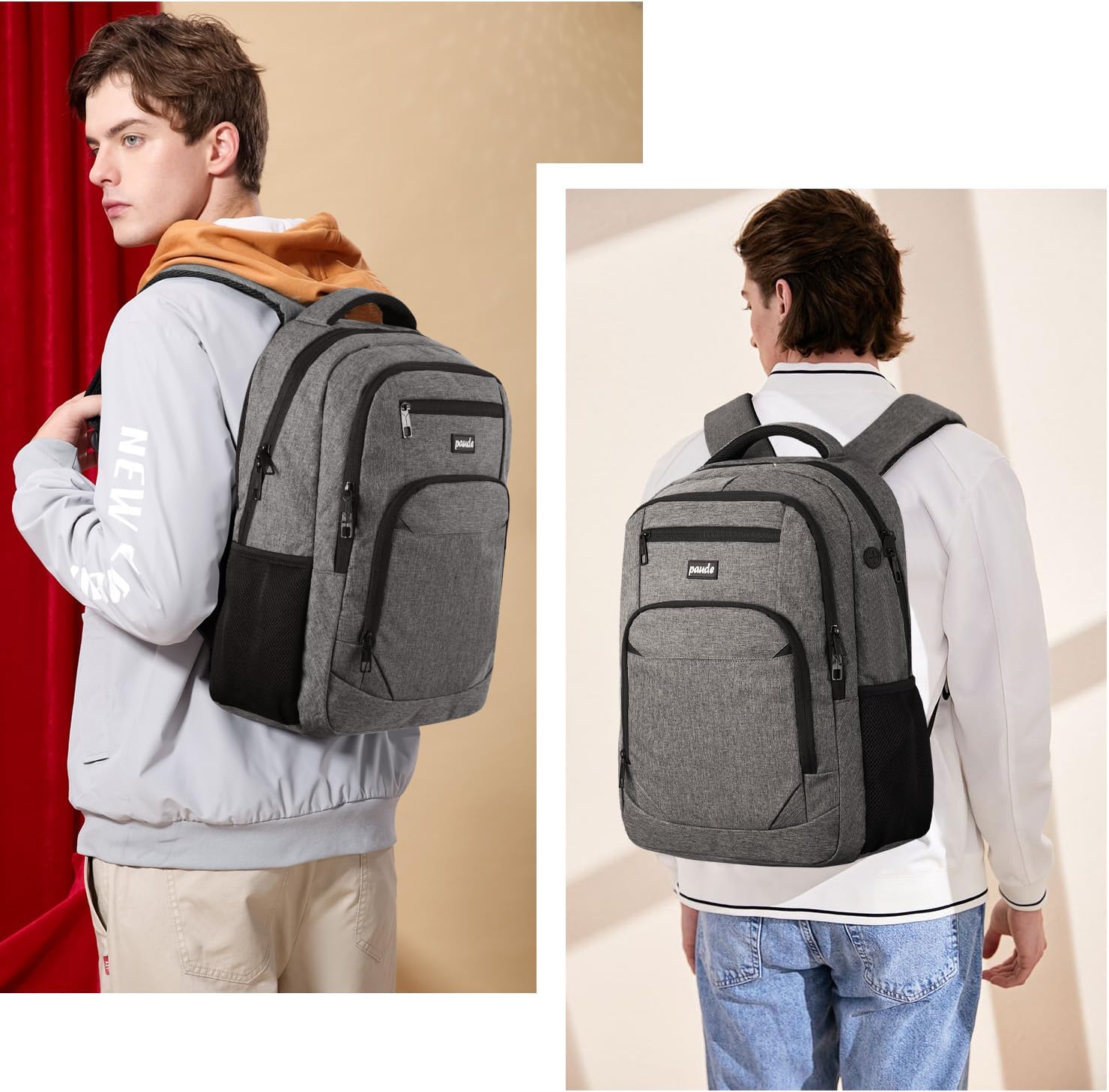 Paude Backpack for Women and Men,School College Backpack 15.6 inch Laptop bookbag with USB Port for High School Student
