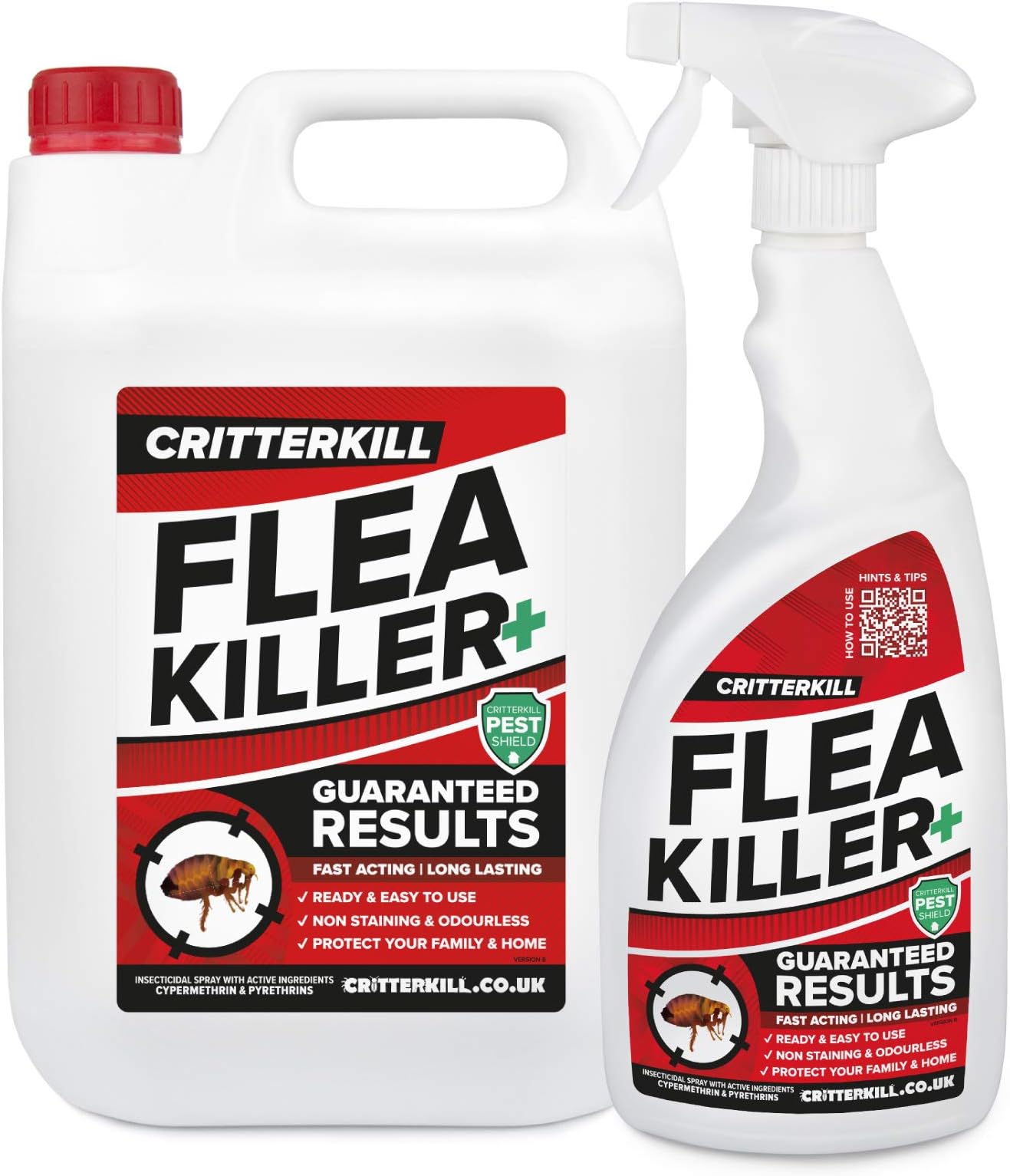 CritterKill Professional Flea Killer Spray | Guaranteed Results | Used by Professionals | 5 Litre Bulk Pack + 1 Litre Bottle with Trigger Spray