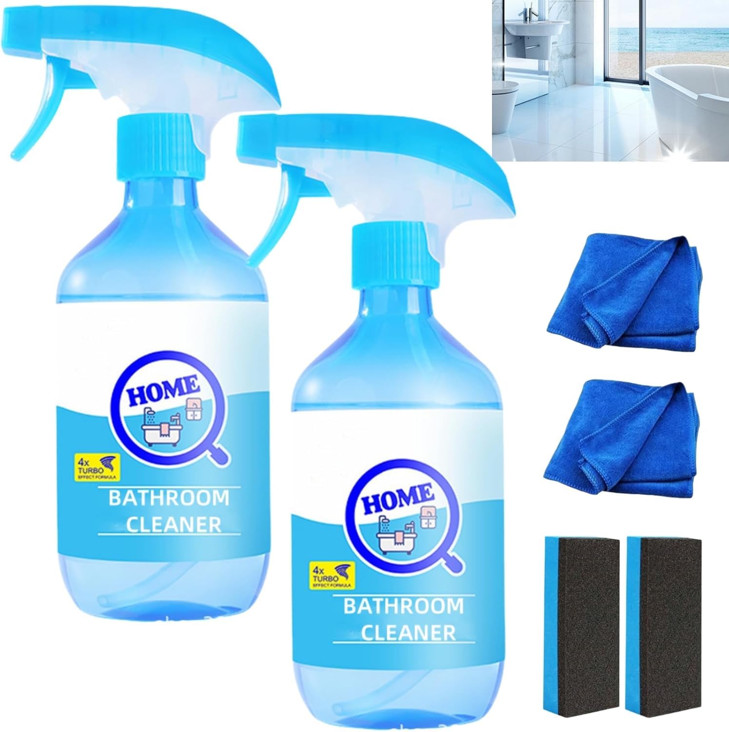 Potente detergente per il calcare del bagno, detergente per la casa e il bagno, spray detergente in schiuma, 500 ml (2 pezzi)