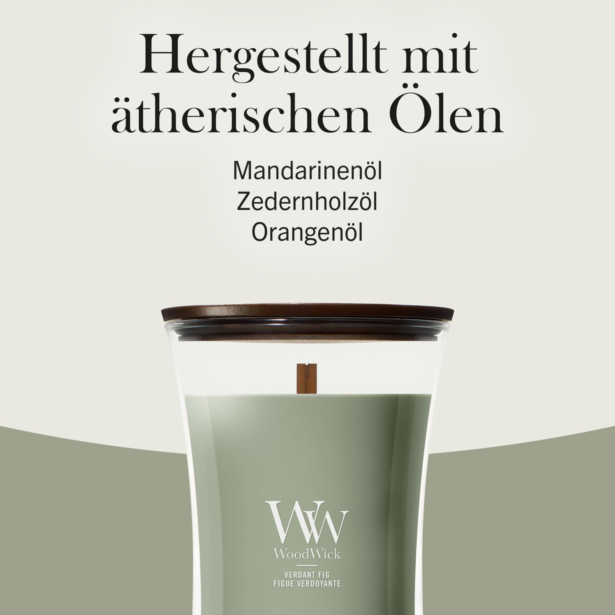 WoodWick Duftkerze | Große Sanduhr-Kerze | Verdant Fig | Perfekte Geschenke für Frauen