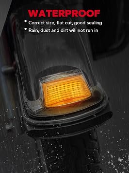 Amazicha Orange Front Rear LED Fender Tips Lights Mud Guards Covers Lens Compatible with Harley Davidson Electra Glide Road King Heritage Softail