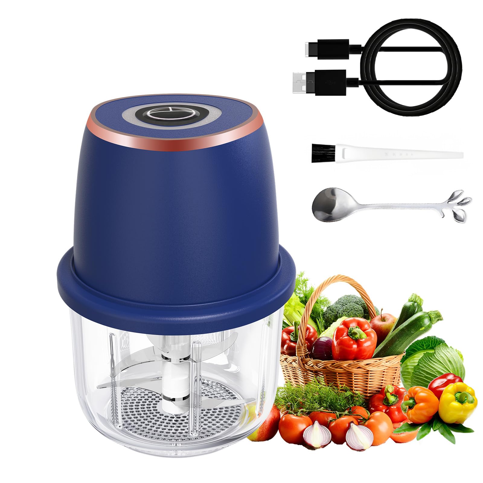 Vevirabe Electric Garlic Chopper Blue