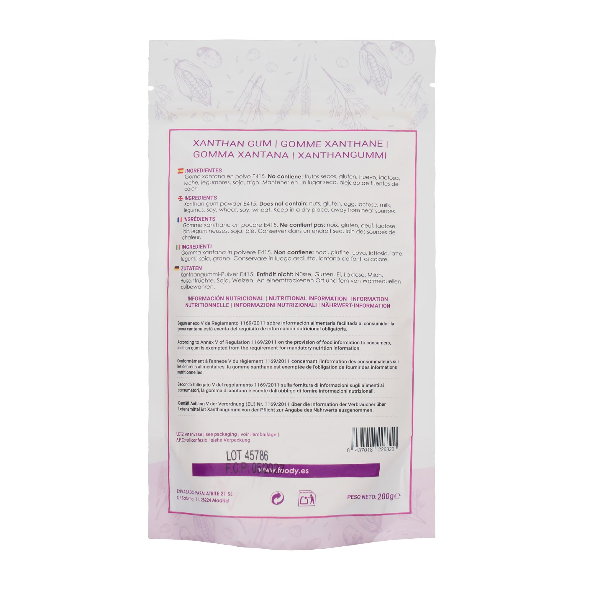 Moara Goma Xantana en Polvo 200g Sin Gluten Vegana Natural Espesante Alimentario Keto