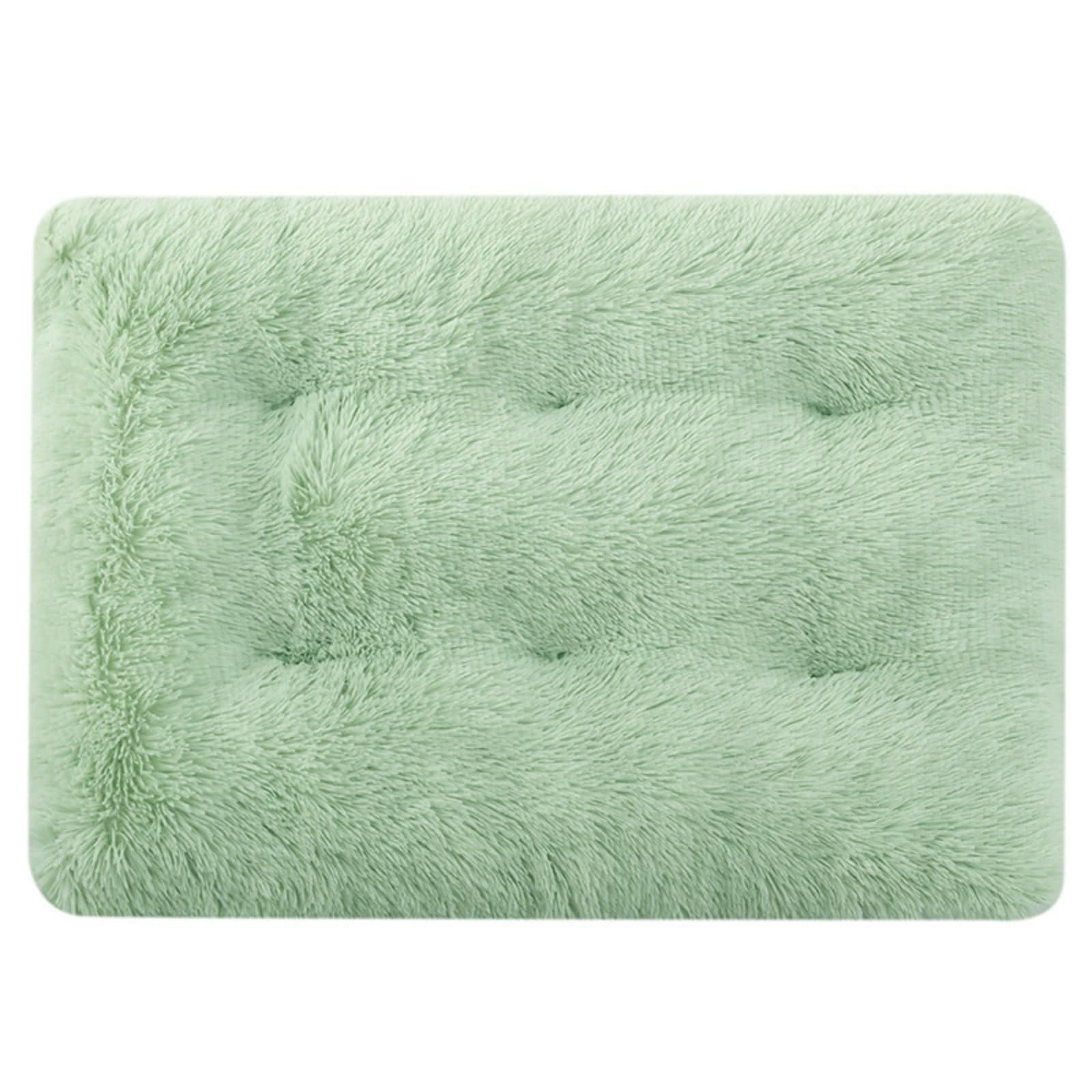 Mateju Plush Pet Bed Rectangle, Fluffy Pet Cushion Thick Warm Soft Plush Dog Cat Bed for Indoor Calming Puppy Kitten Petbed with Non Slip Bottom for Small Medium (Light Green,S 55x40cm)