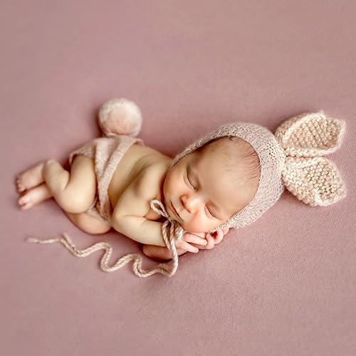 Miniatura 5 de KHC-KHF Disfraz de fotografía para recién nacido, traje de conejito para sesión de fotos, traje de conejito de ganchillo, accesorios de fotografía