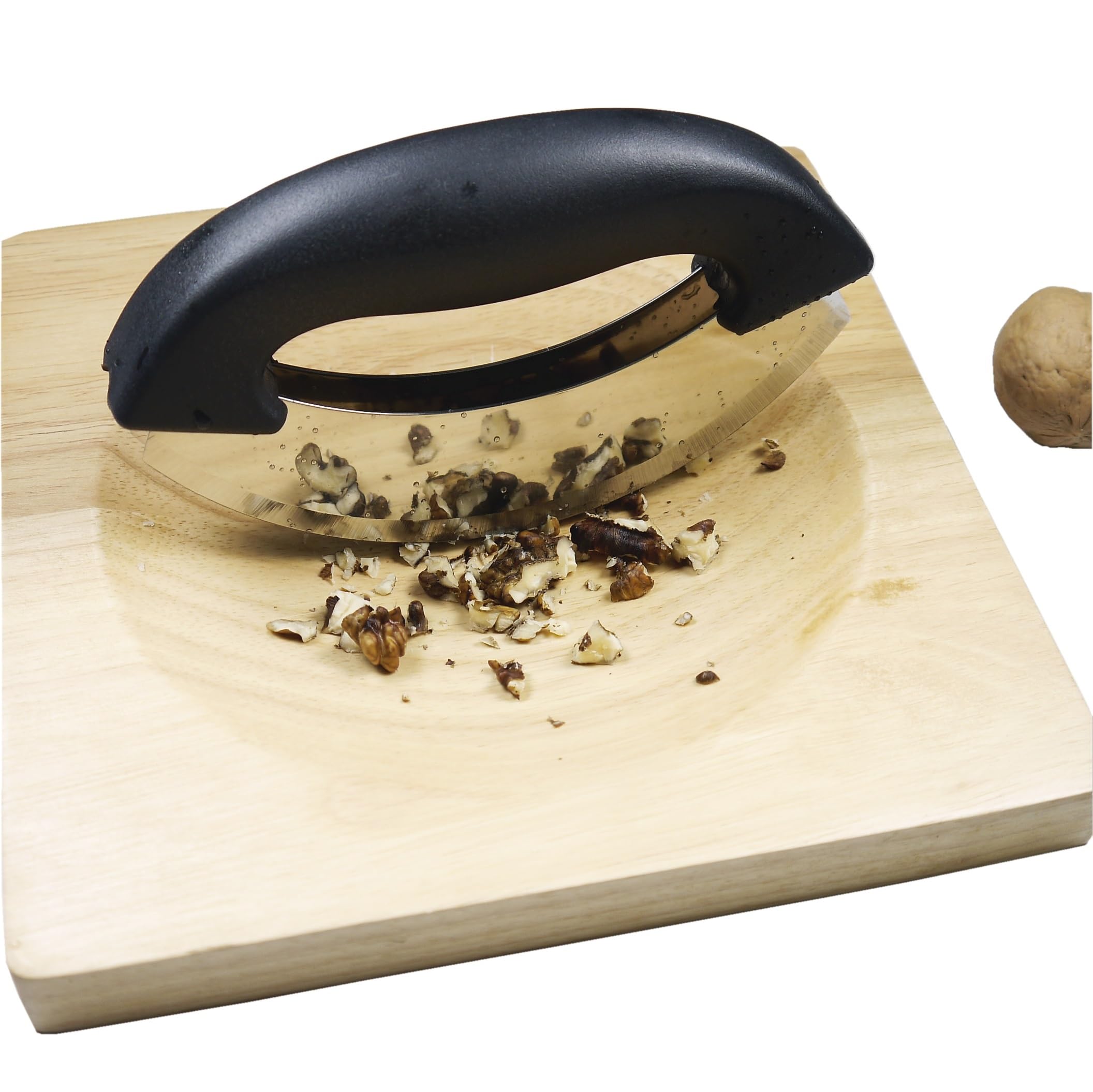 TLIOCAS Mezzaluna chopper and Cutting Board Set- Rocker Knife for One Handed Cutting Board, Kale Vegetable Mincing Knives Slicer, Double Blade