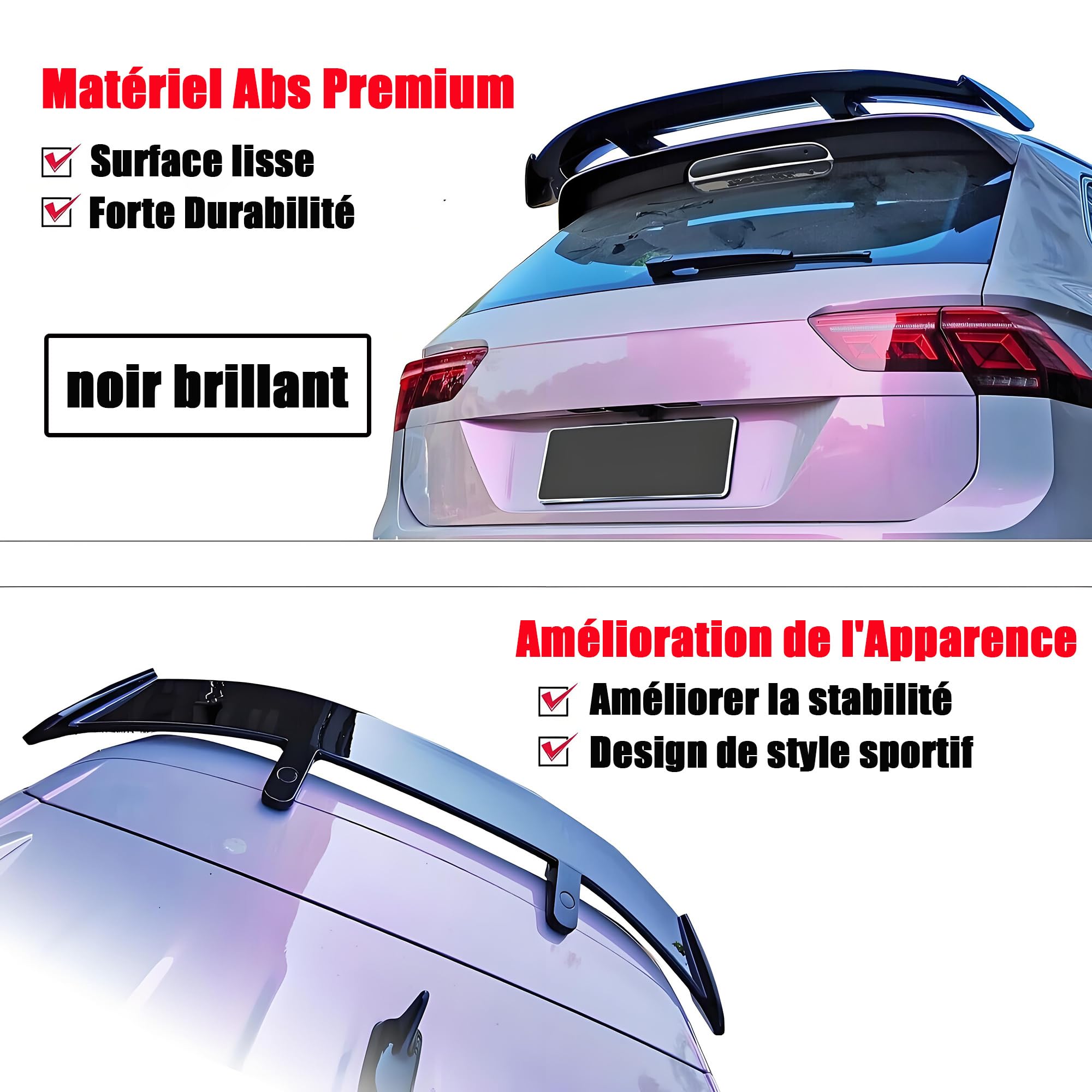 MUTUSAISI Aileron becquet arrière Spoiler pour Renault Clio II III IV V 2000-2023 de Coffre Aile de Toit Hayon Wing Accessoires (Noir Brillant)