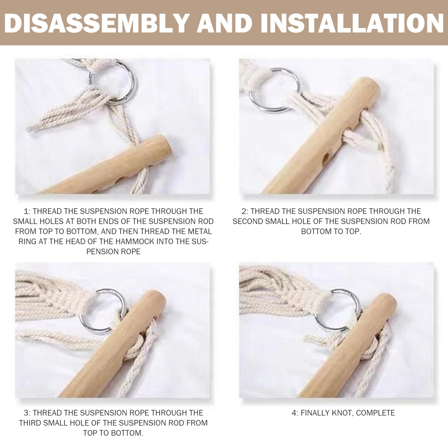 Sedia amaca con nappe, sedia a dondolo in corda di cotone beige per uso interno ed esterno, perfetta per camera da letto, patio, portico, giardino, cortile e spiaggia &1
