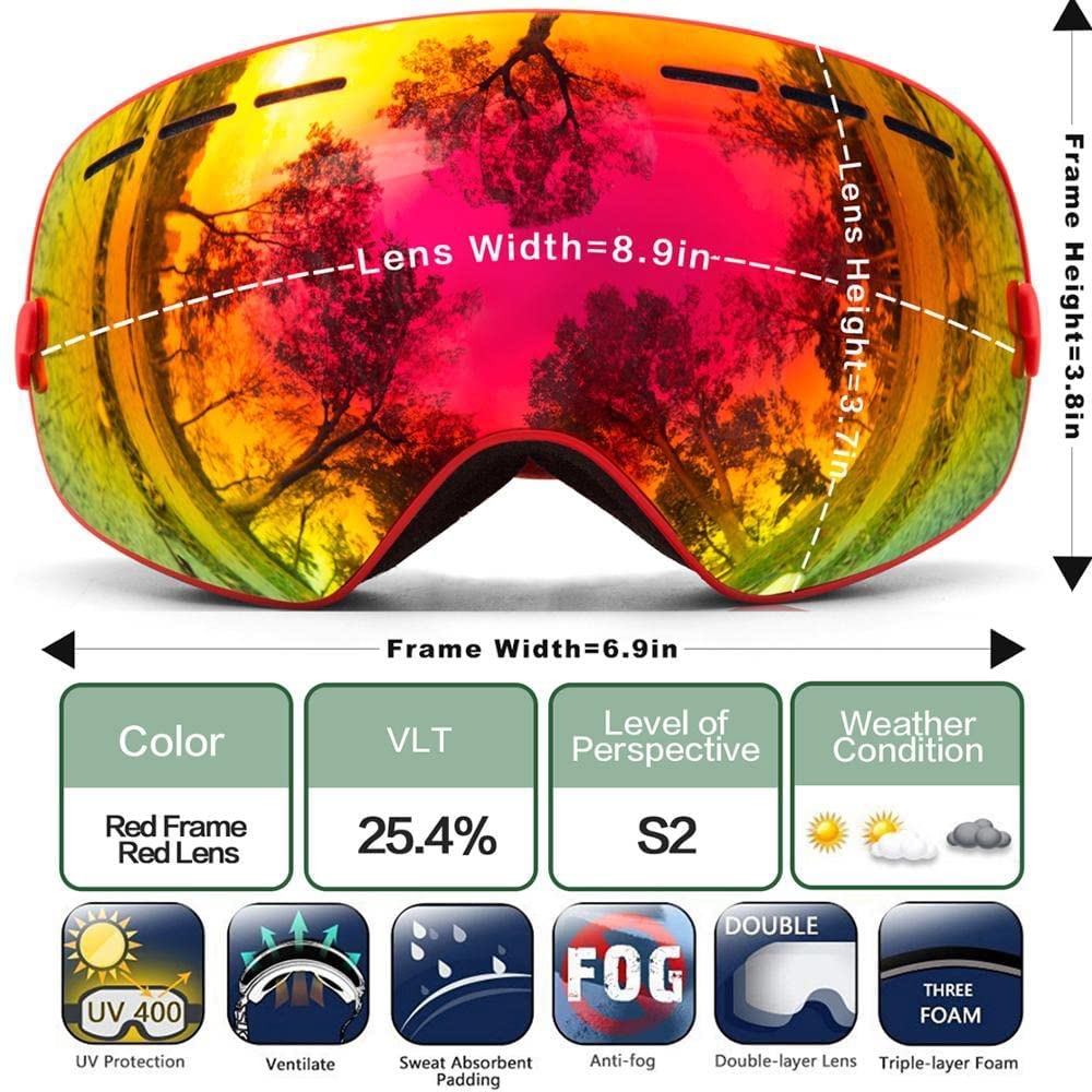 Gogle narciarskie - Wymienne soczewki - Gogle narciarskie Premium Gogle snowboardowe dla mężczyzn i kobiet artykuł narciarski (Kolor: F) (E)