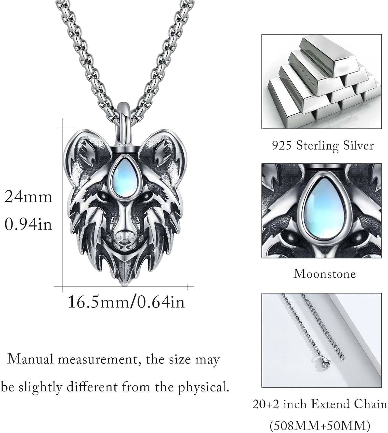 CUOKA MIRACLE Urn Necklace Ashes Sterling Silver Skull Urn Necklace Personalized Cremation Memorial Skull Ash Keepsake Pendant Cremation Jewelry - Image 6