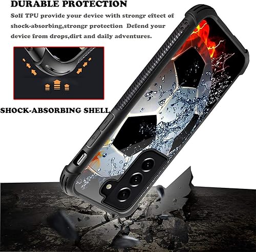 Miniatura 6 de CARLOCA Funda compatible con Samsung Galaxy S21 FE, diseño de compañero de fútbol chisporroteante para niñas y niños, a prueba de golpes,