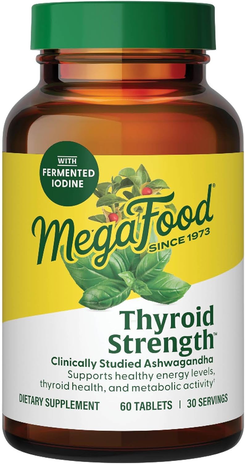 MegaFood Thyroid Strength - Mineral Supplement- Thyroid Support for Women with Ashwagandha, Zinc, Selenium, Copper, Iodine & L-Tyrosine - 90 Tabs (45 Servings)