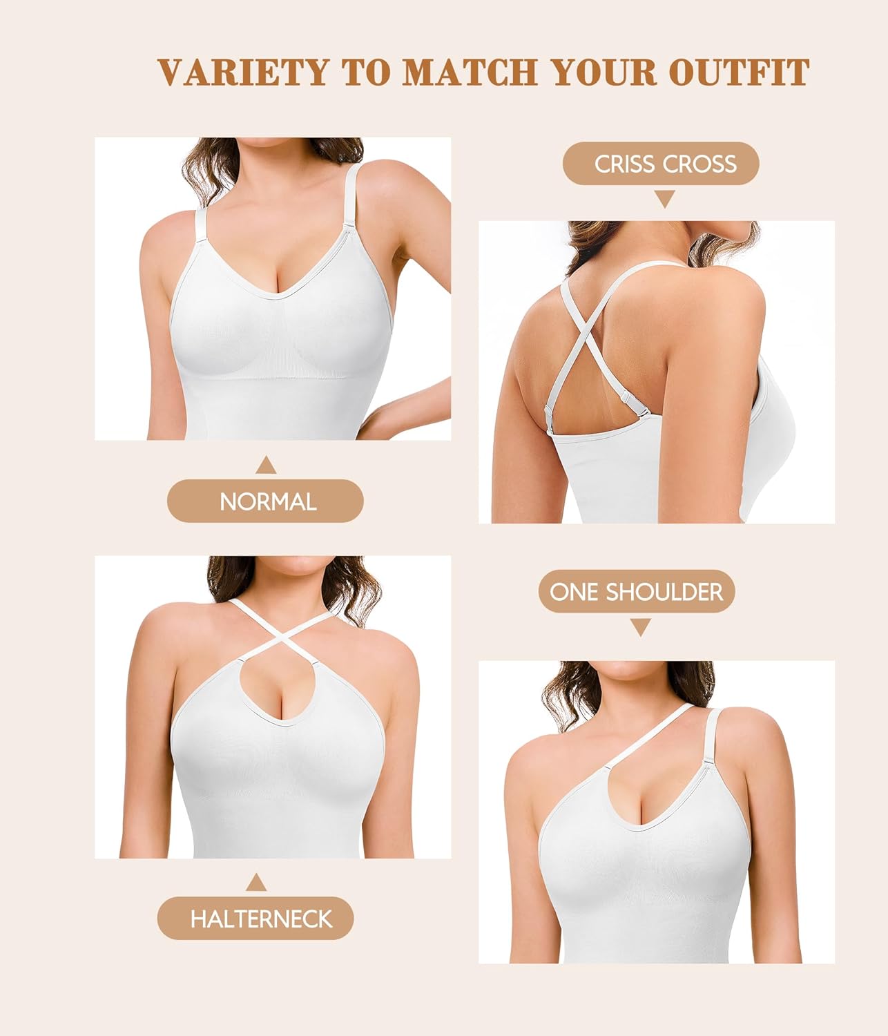 Irisnaya Shapewear Bodysuits for Women Tummy Control V Neck Shapewear Bodysuit Full Body Shaper with Built in Bra - Image 5