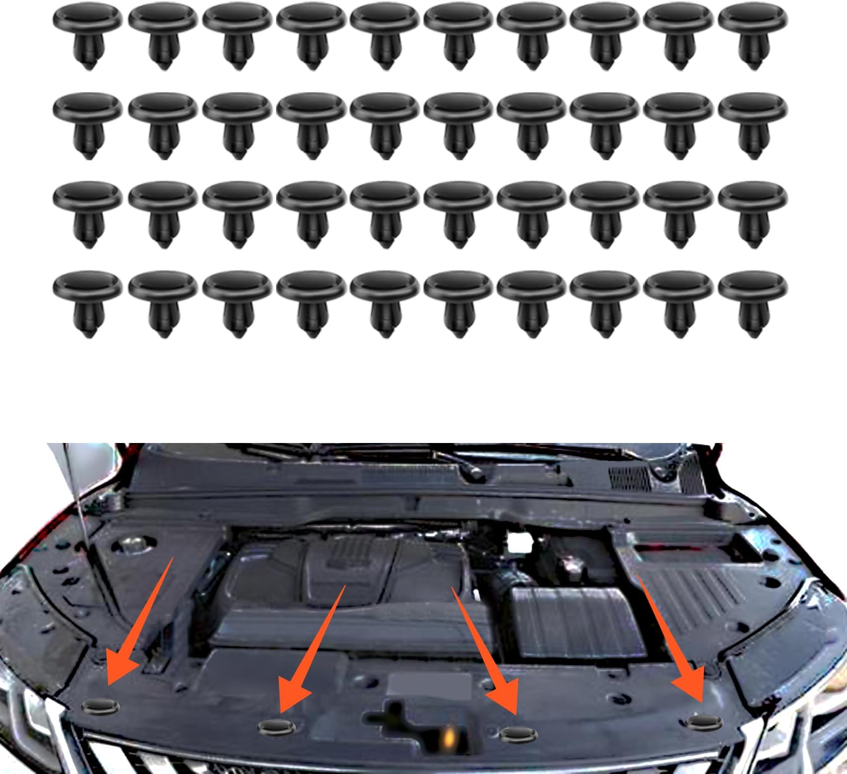 40PCS Car Retainer Clips Plastic Fasteners, Fender Body Retainer Clips, Bumper Fastener Rivet Clips, Plastic Panel Fender Clips for Most Vehicles, Splash Shield Clips 90467-07201 Replacement