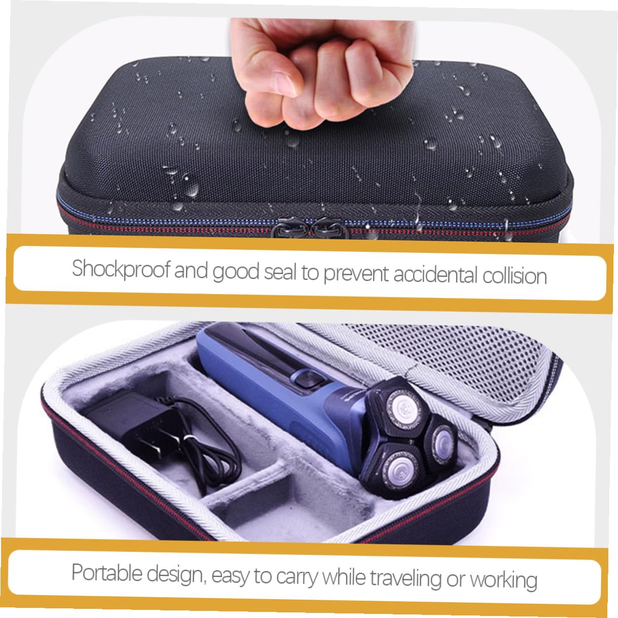 VILLCASE Étui de Rangement pour Rasoir Manuel en Eva Noir, Paquet à Trimmer Portable et Léger, Fête des Pères Voyages