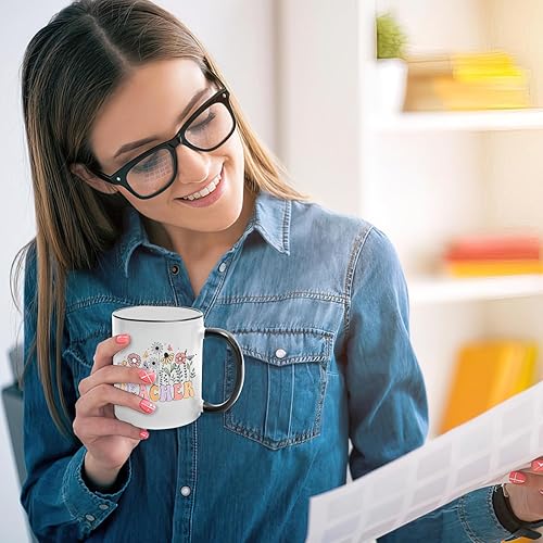 Miniatura 5 de 8 piezas de regalos de agradecimiento para profesores para mujeres, juego de regalo de taza de flores para profesores, cesta de regalo para regalos