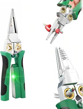 8 In 1 Wire Stripper, Multifunctional Wire Stripper Twister Tool with Voltage Tester, Cutting Pliers for 1.0-4.0mm2 Electrical Wires, Professional Electrical Tools for DIY Electricians
