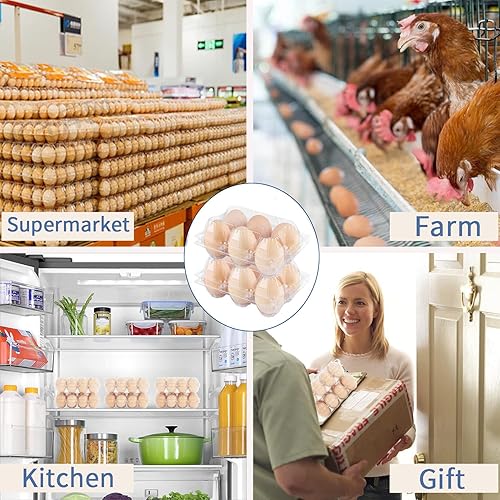 Miniatura 3 de Cartón de plástico transparente para huevos para 6 huevos, paquete de 12 bandejas de huevos reutilizables de tamaño mediano, perfecto para