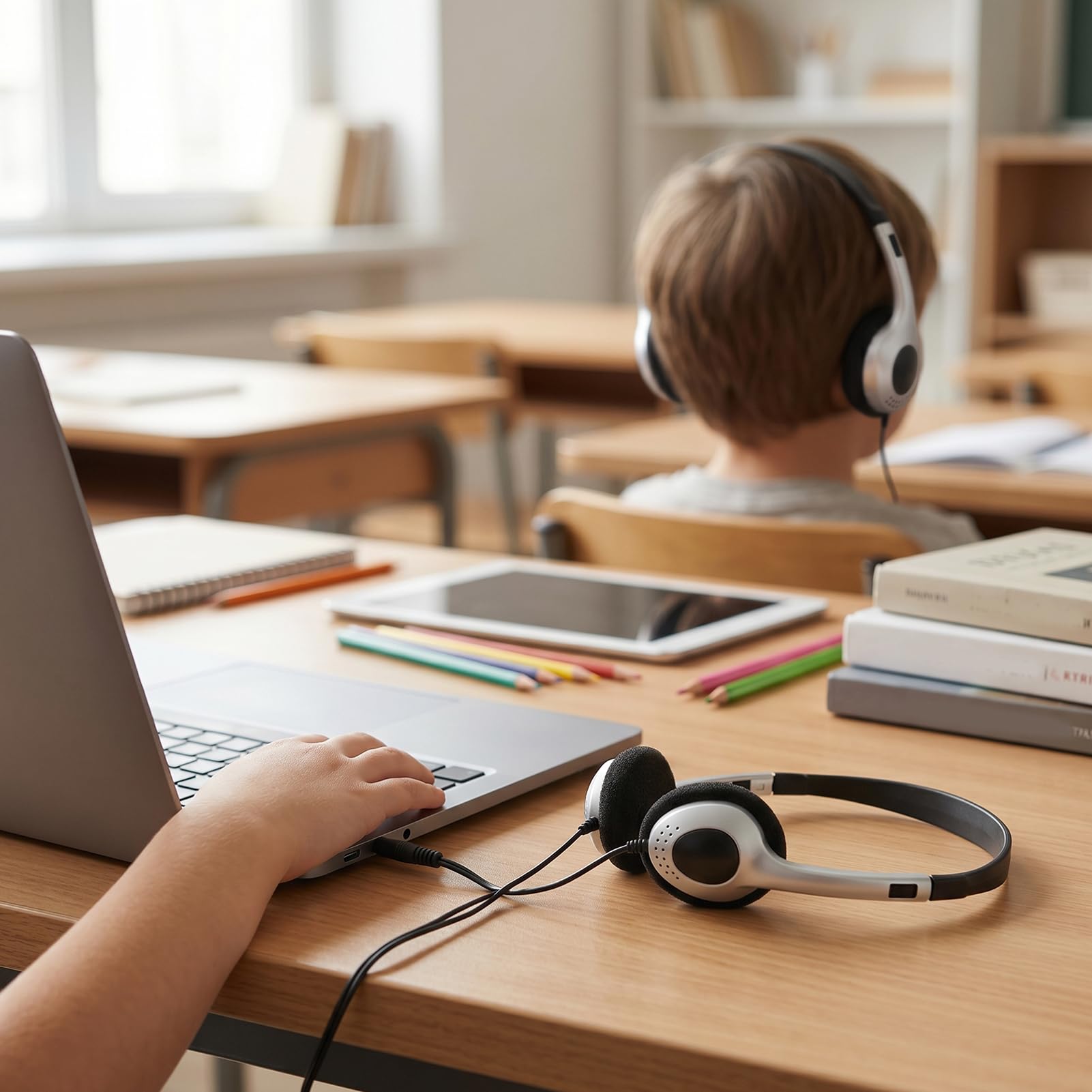 Jectse Confezione da 10 Cuffie per Aula per Bambini, Cuffie Cablate Sopra L'orecchio con Jack da 3,5 Mm, Archetto Regolabile e Cuscinetti Auricolari con Isolamento Acustico, per Viaggi